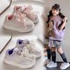 Girls' Sneakers 2025 Autumn New Korean Version Soft-soled Pearl Lace Bow Board Shoes Fashion Trend