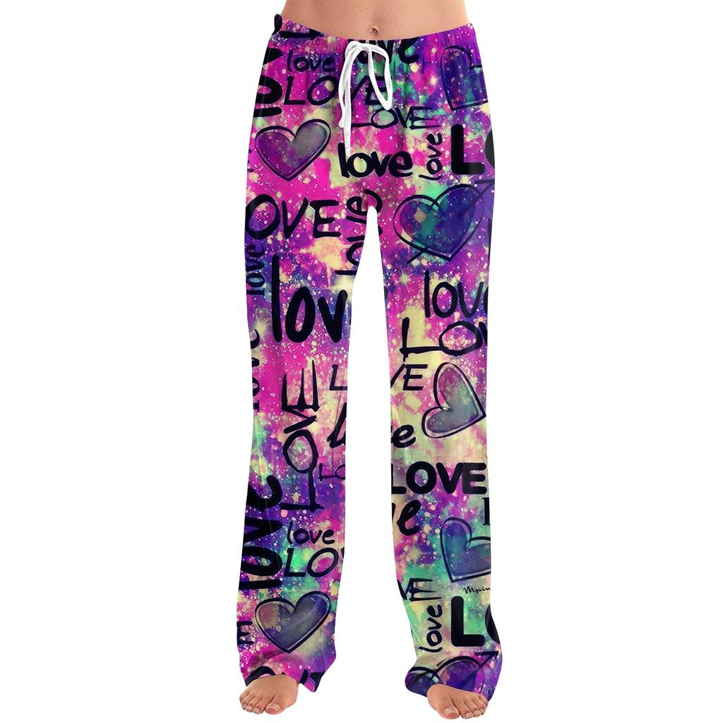 Женские домашние брюки с принтом Allover, пижамные брюки для сна, длинные брюки, пижамные брюки, брюки для йоги
