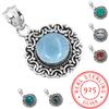 925 Sterling Silver Pendant Women Gemstone Handmade Jewelry Birthday Gift Amazonite Angelite Blue Opal Botswana Agate Mohave Azurite Chrysocolla