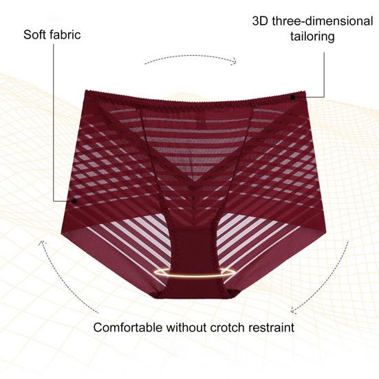 Women Sexy Striped Mesh Sheer Panties High Waist Seamless Underwear