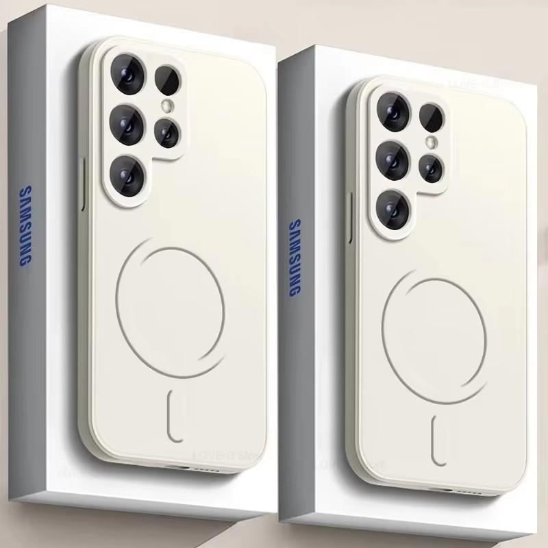 Магнитный чехол для Samsung Galaxy S24 Ultra S22 S23 S21 Plus S25 FE Чехол для беспроводной зарядки Magsafe Роскошная мягкая накладка для телефона