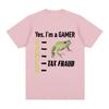 Tax Fraud Gamer Funny Frog Meme T Shirt Men Women Fashion Hip Hop Vintage T-shirt 100% Cotton Casual Loose Short Sleeve T-shirts