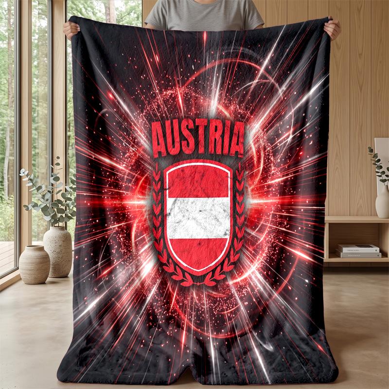 Austria Football Printed Flannel Blanket Skin Friendly Warm Decorative Throw for Indoor Couch Bed Daily Use