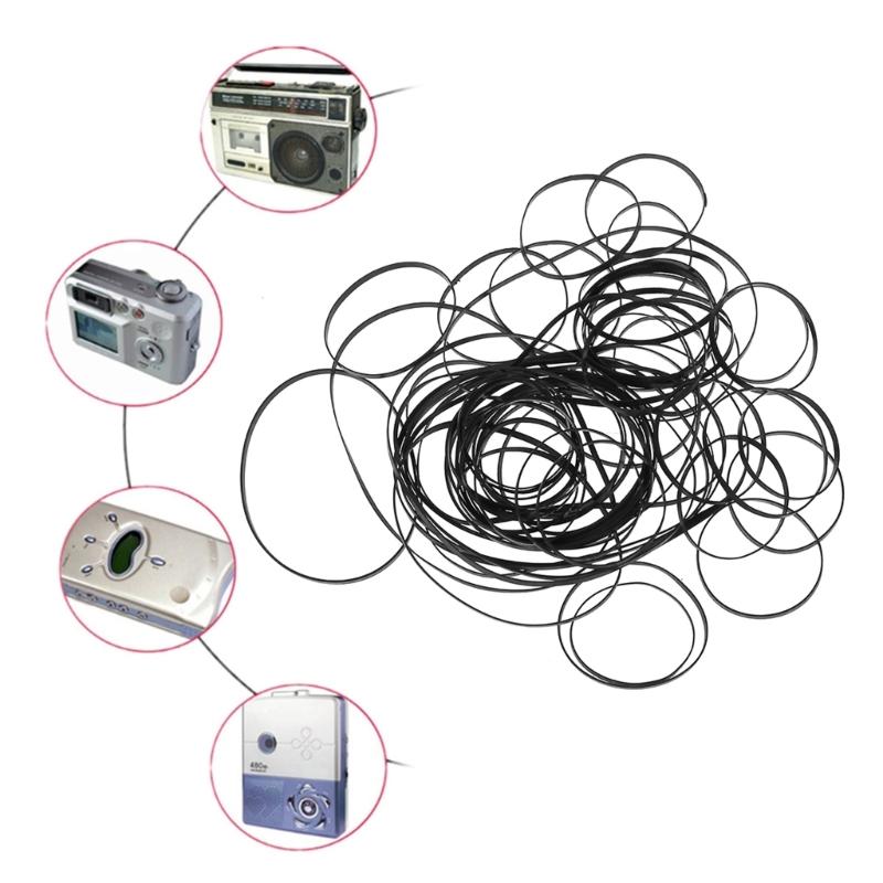 100PCcs/set 4mm Width Rubber Belts Mix Size Flat Cassette Tape Machine Belt Set for DVD Recorders Portable Players