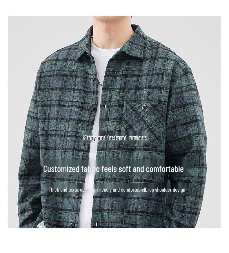 Z974 Retro Japanese Men's Loose Plaid Shirt - Spring/Summer Casual Work Jacket