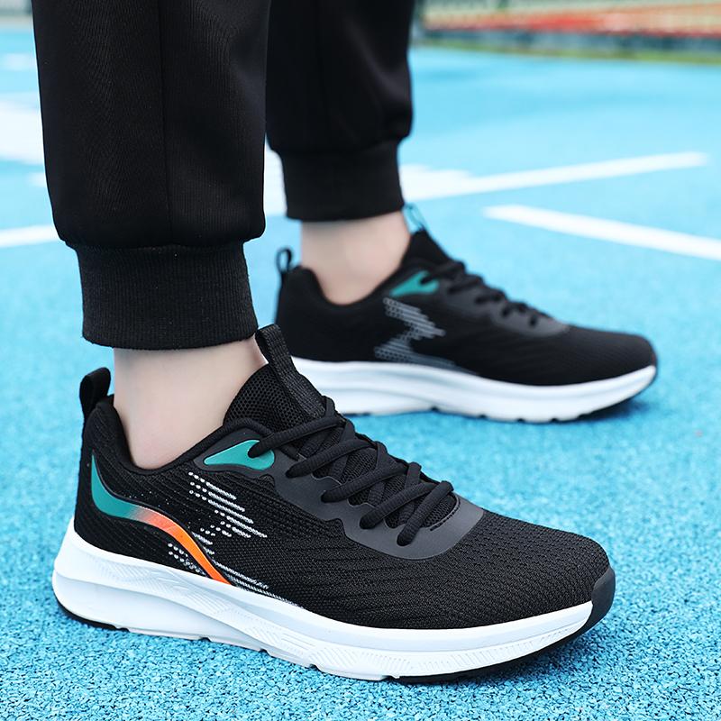 2024 Новая плетеная мужская спортивная обувь для бега на шнуровке из сетчатой дышащей ткани Легкая мужская повседневная обувь Мужской бренд Бесплатная доставка