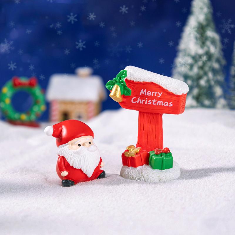 Simulation Micro Landscape Christmas Decorations Resin Road Sign Diy Fairy Garden Ornament Dollhouse Crafts Miniature Decoration