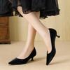 G45-22 Kitten Heel 2025 Spring Simple Light Mouth Low Heel Women's Single Shoes Pointed Stilettos Fashion Commute