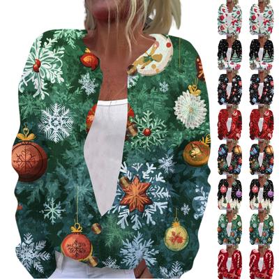 Женская модная принтованная куртка с длинным рукавом и вязанным кардиганом на пуговицах