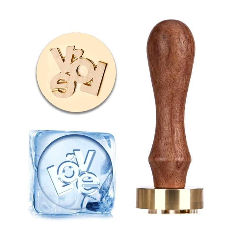 Retro Carved Metal Ice Stamper Handle Ice Embossing Tool For Ice Dessert