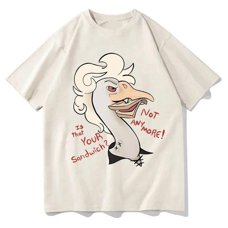 Летние футболки с коротким рукавом, забавные кавайные уличные футболки с короткими рукавами для спортзала, футболки с рисунком «Гусь Астарион», женские топы Y2k, футболки