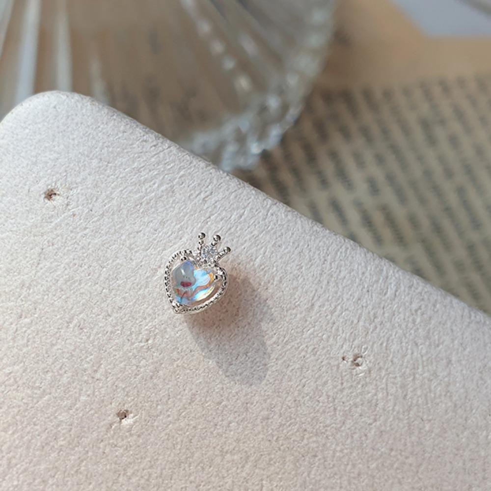 Niriu Opal Earrings Minimal Piercing Heart Shape Women's