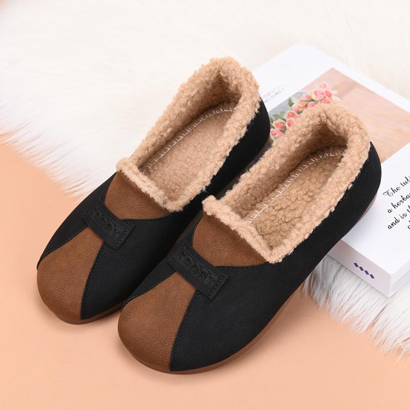 Модные слипоны в форме боба, повседневные, с флисом и утолщенным хлопком