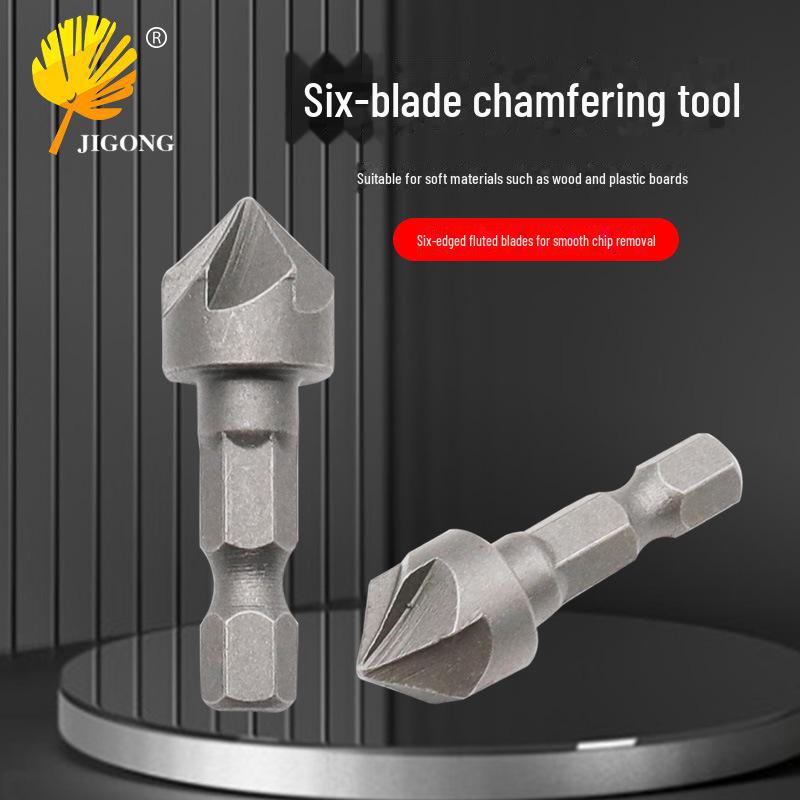 Деревообрабатывающий инструмент с зенковкой и шестью лезвиями под углом 90 градусов