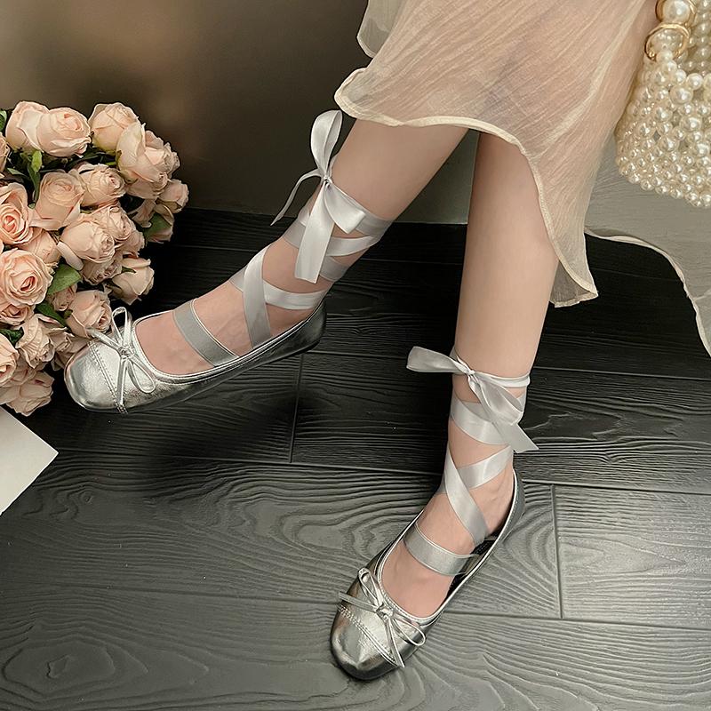 Модные Новые Классические Балетки с Квадратным Носком и Шнуровкой, Женские Модные Лоферы с Ремешком для Завязывания на Ноге, Женские Повседневные Туфли-Балетки, Zapatos Mujer