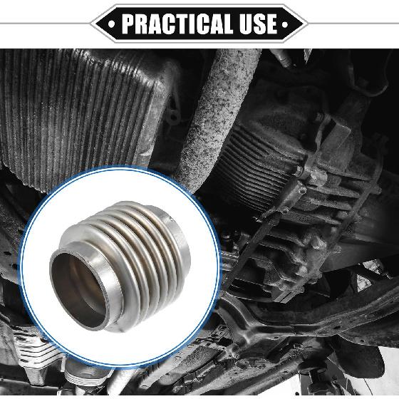 Car Exhaust Flexible Pipe, 45x63.5mm 1.77"x2.5" Exhaust Flex Connector Pipes Bellows Universal for Car Durable Stainless Steel Silver Tone