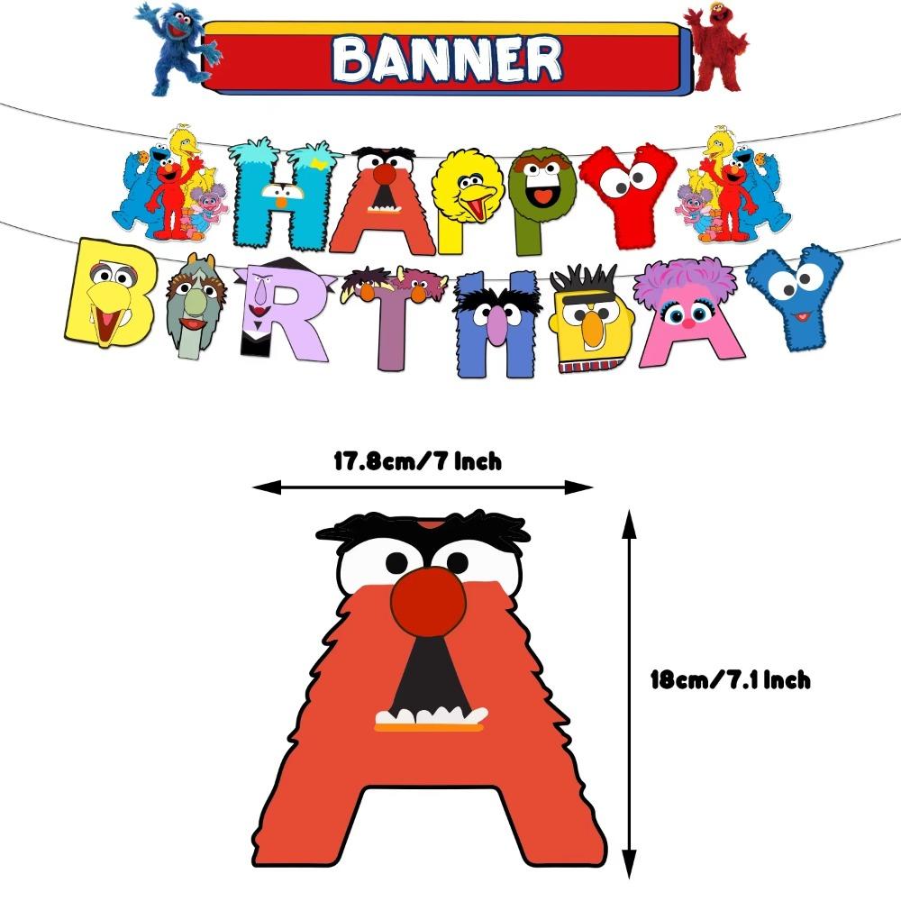 Cartoon Sesames-Streets Theme Cute ELMO COOKIE BIG BIRD Birthday Party Decoration Backdrop Balloons Cake Topper Banner For Kids