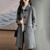 New Autumn and Winter Style Herringbone Straight Coat with Temperament Casual Mid-length Lapel Woolen Jacket