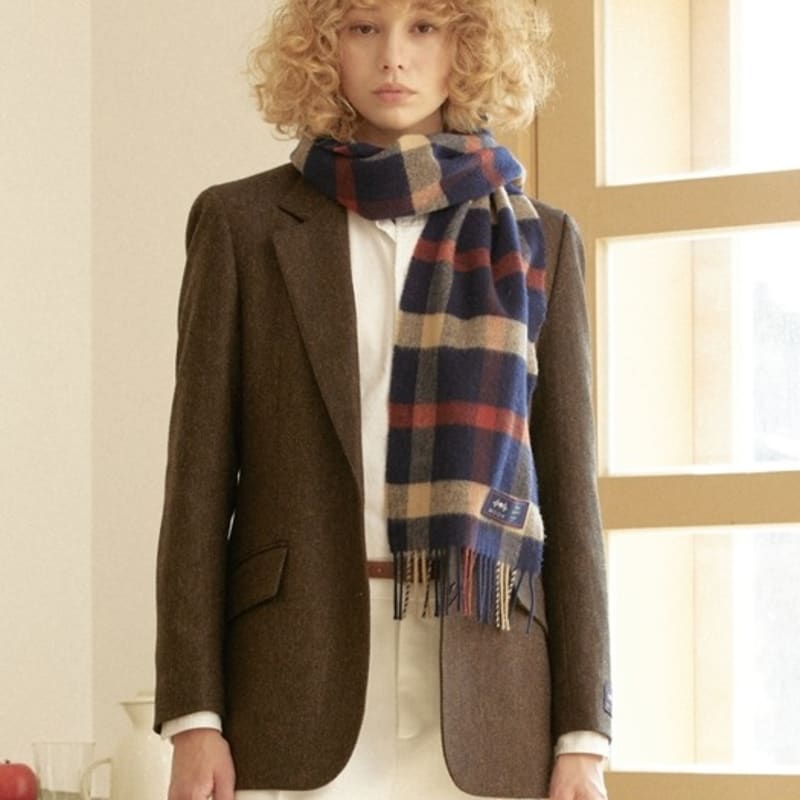 ABRAHAM MOON Шарф из мериносовой шерсти 25 см - Blythe Navy Rust