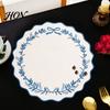 Heat Insulation Pads for Dinner Plates Embroidered Round Placemat, 15 Inch Scalloped Leaf Bow Embroidery Kitchen Accessories Home Dining Washable