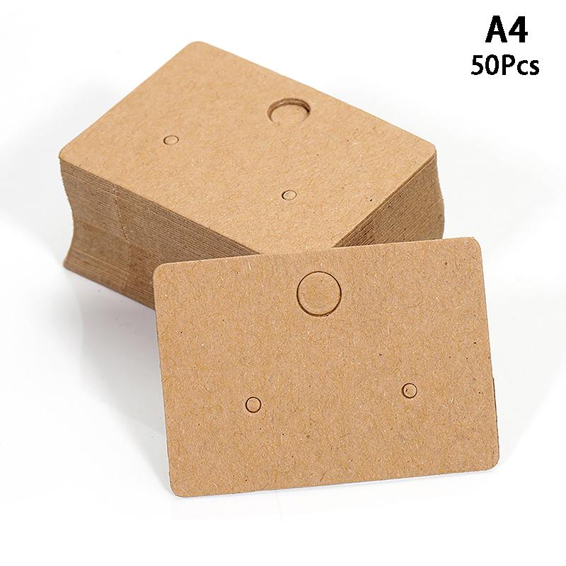50Pcs Round Cardboard Earring Display Cards Blank Kraft Paper Jewelry Hanging Tags For Earring Ear Studs Selling Packaging