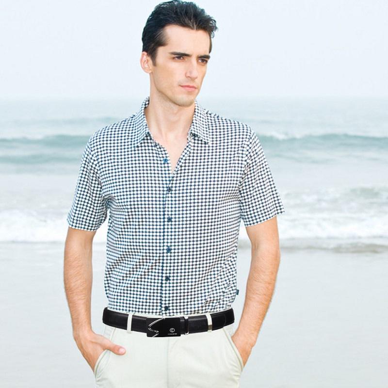 Мужской ремень из натуральной кожи, с автоматической пряжкой