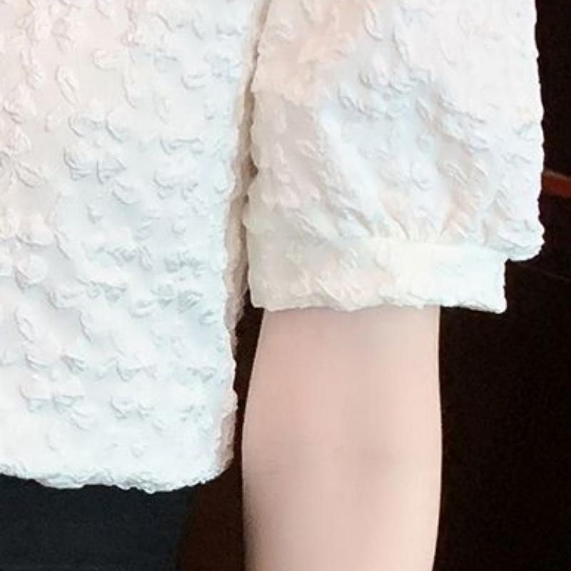 WTEMPO Брендовая модная рубашка с короткими рукавами и пузырьковыми рукавами, женская летняя темпераментная рубашка с квадратным воротником и сотней бус