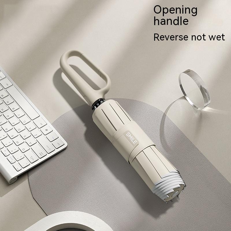 Обратный автоматический зонт с кольцевой пряжкой, устойчивый к шторму, утолщенный и усиленный ночной светоотражающий складной зонт