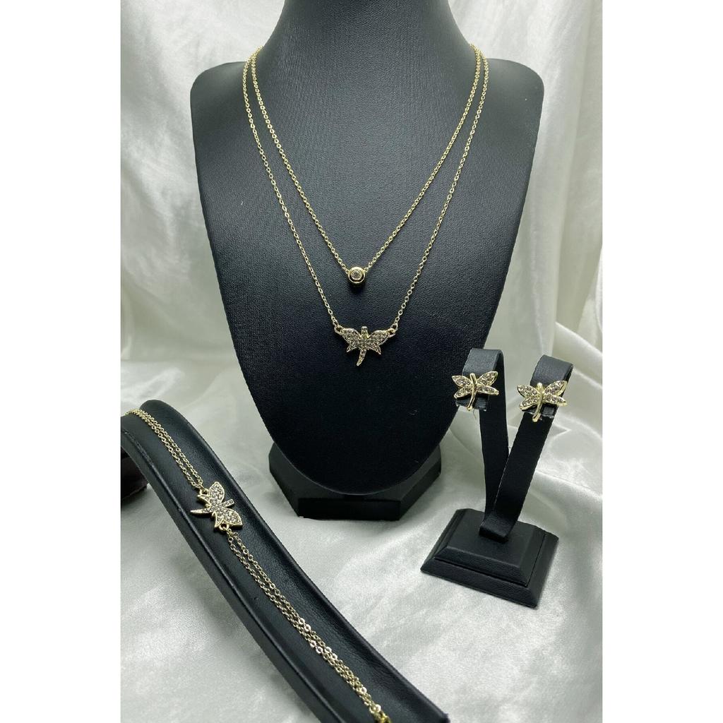 Комплект украшений Stoned Dragonfly (колье, браслет, серьги), Подарок для влюбленных