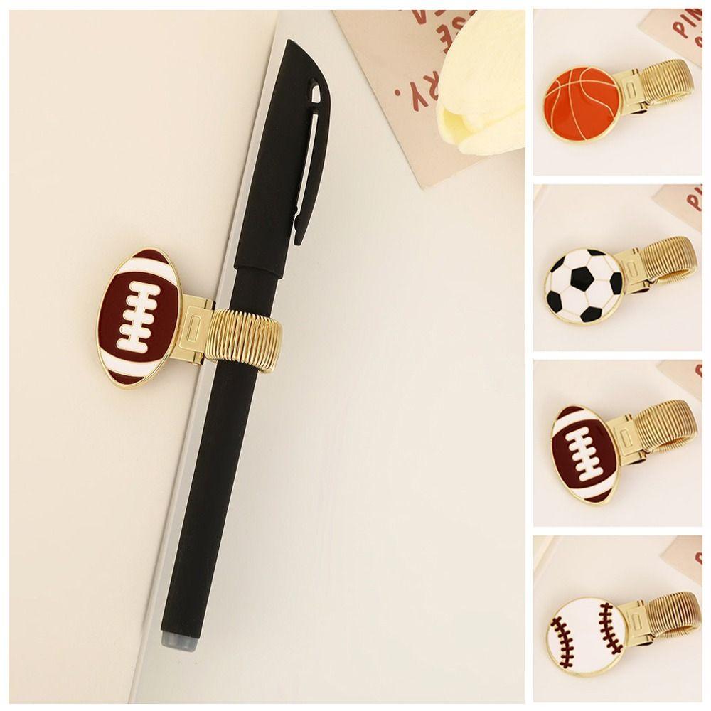 Cartoon Metal Pen Holder Sports Equipment Series Paper Fix Clips Creative Pen Clip Office Use
