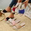 Fashion 2025 New Shoes for Women Rome Hemp Peep Toe Women Wedge Slippers Outdoor Comfort Slippers Casual Slides Women Platform Sandals