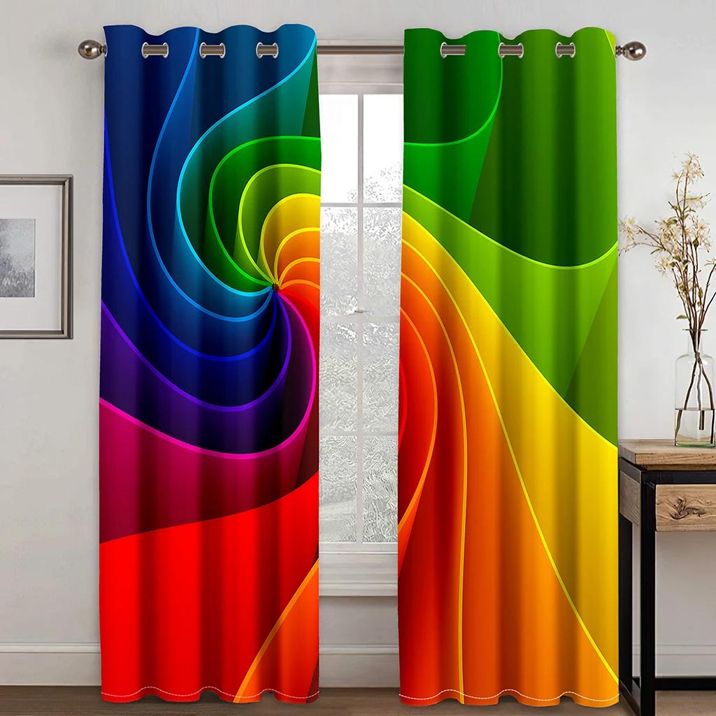 Дешевые ослепительные радужные красочные современные высокие затемняющие оконные шторы для гостиной спальни декор затемняющий материал драпировка новый