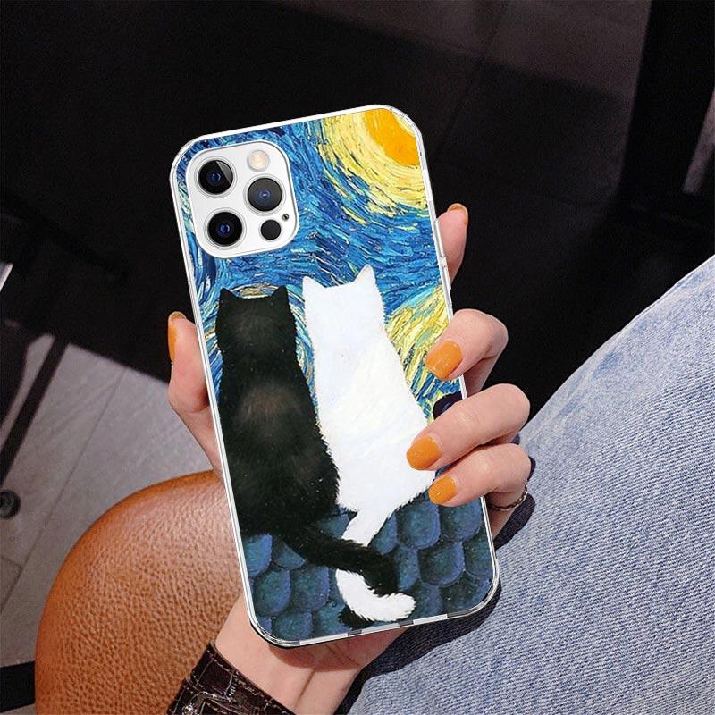 Черный Кот Мультяшный Милый Чехол Для Телефона Для iPhone 17 Air 16 Pro Max 16E 15 + 14 Plus 11 12 13 Mini 7 8 SE Подарок Печатный Чехол Fundas 17