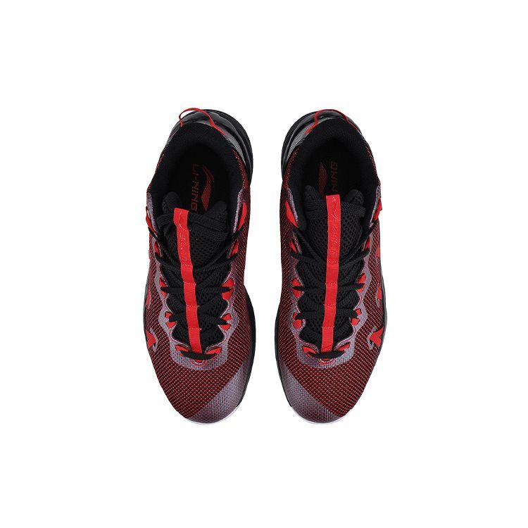 Li Ning Wrap Court Shock Absorption Mid-Top Basketball Shoes Unisex Sneaker Black Red ABPN007-4