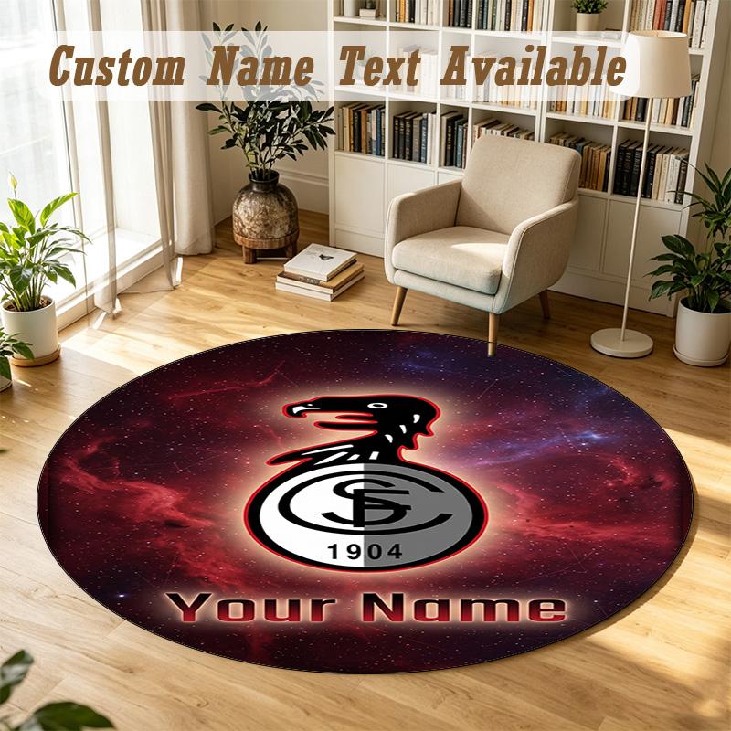 Round Rug Custom NameSC Freiburg FC Pattern Non Slip Carpet Home Floor Decor