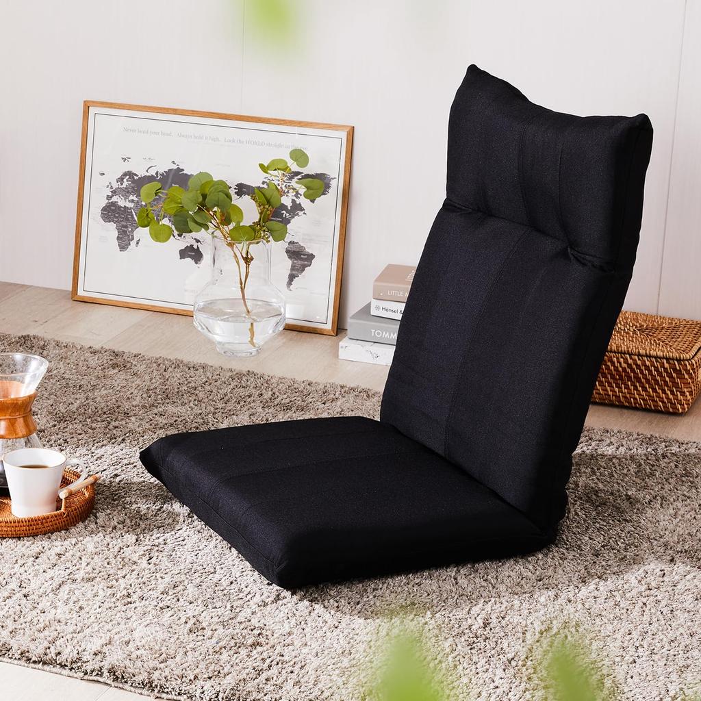 Doshisha Pocket Coil Relax High Back Chair Black Full of Double Gear Allows for Flexible Width 48 X Depth 64cm X Height 10cm Compact Foldable Pocket