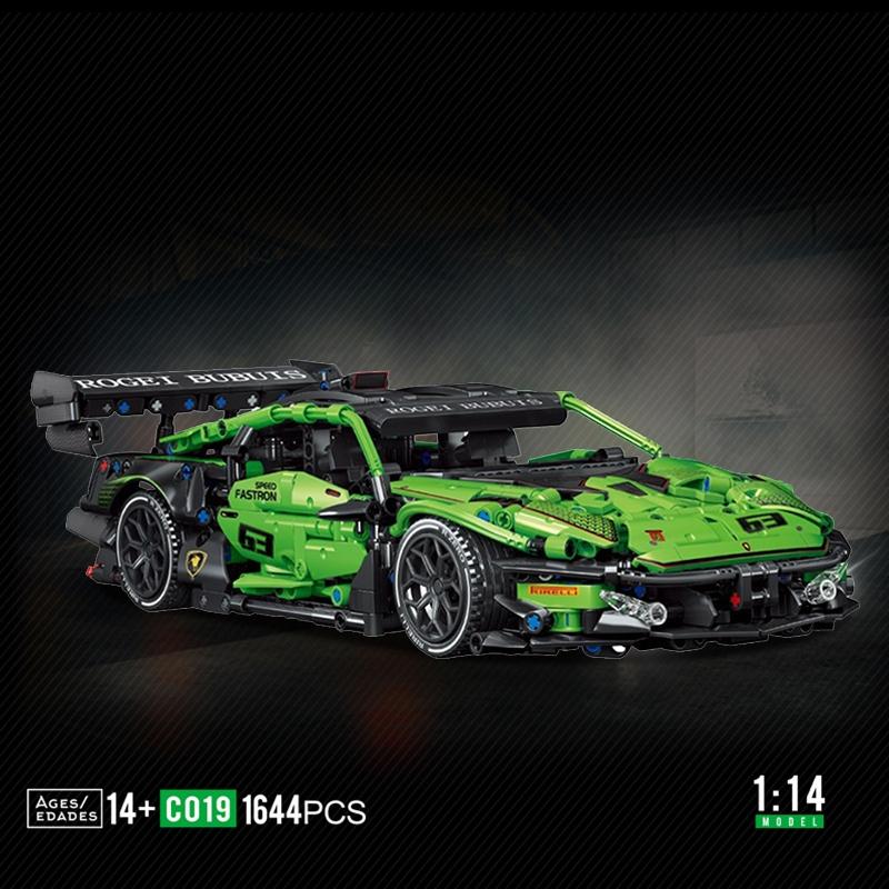 Classic Green 1644Pcs Super Racing Car Building Blocks Set Creative 3D Desktop Ornament Christmas Gift For Adults Kids
