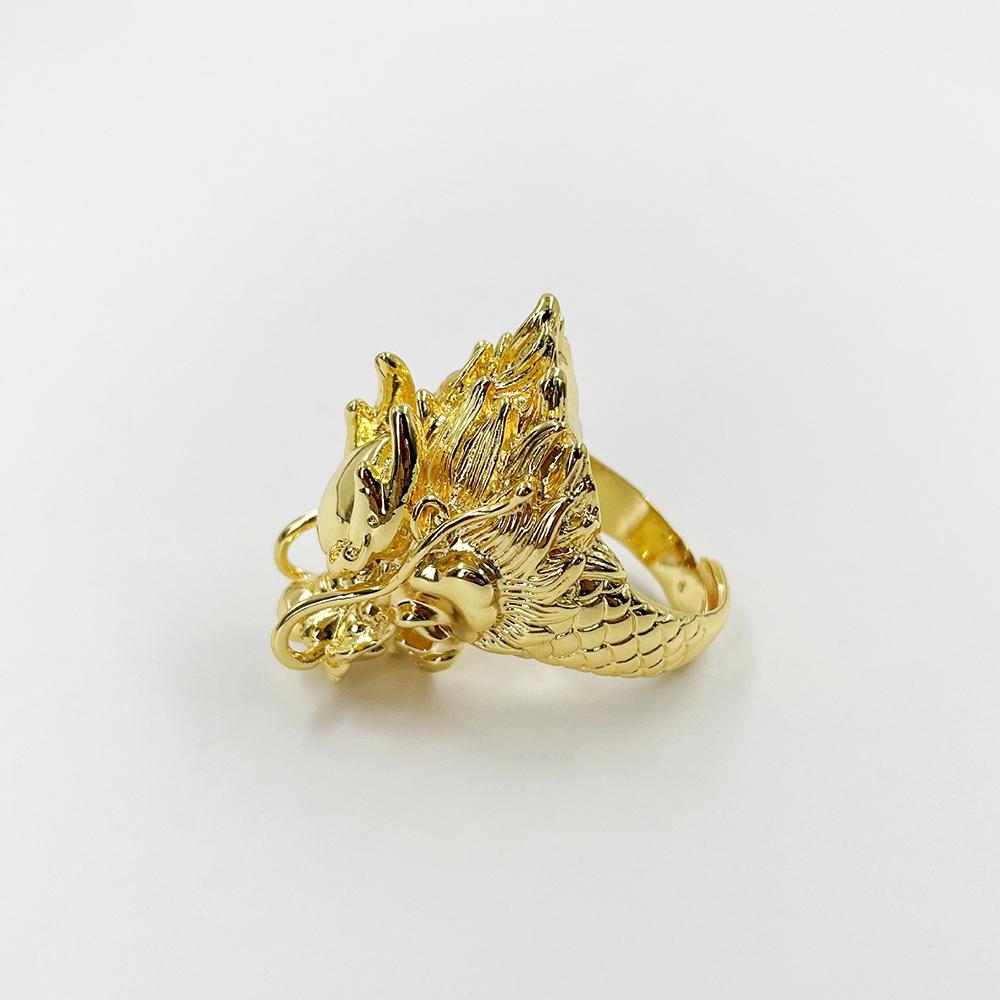 Punk Dragon Head Shape Personality Exaggerated Ring Men And Women Gold Opening Fashion Domineering Ring Jewelry