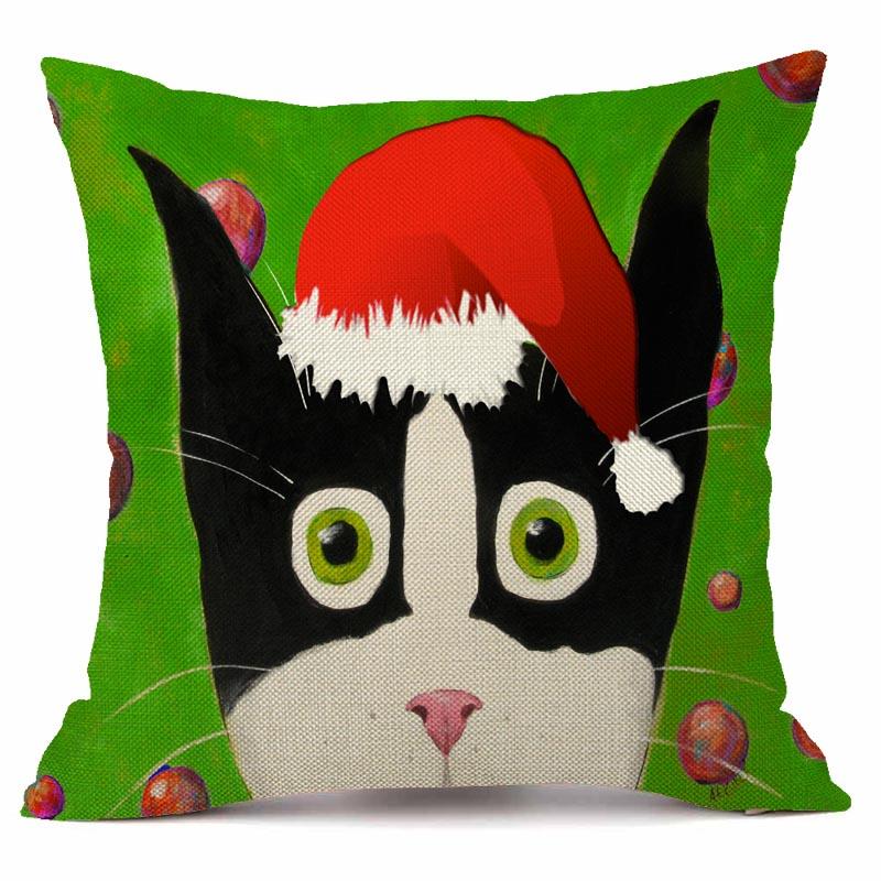 RZN черная льняная наволочка для домашнего животного и кота, квадратная декоративная наволочка для дивана, чехол для подушки с животным узором 45X45 см