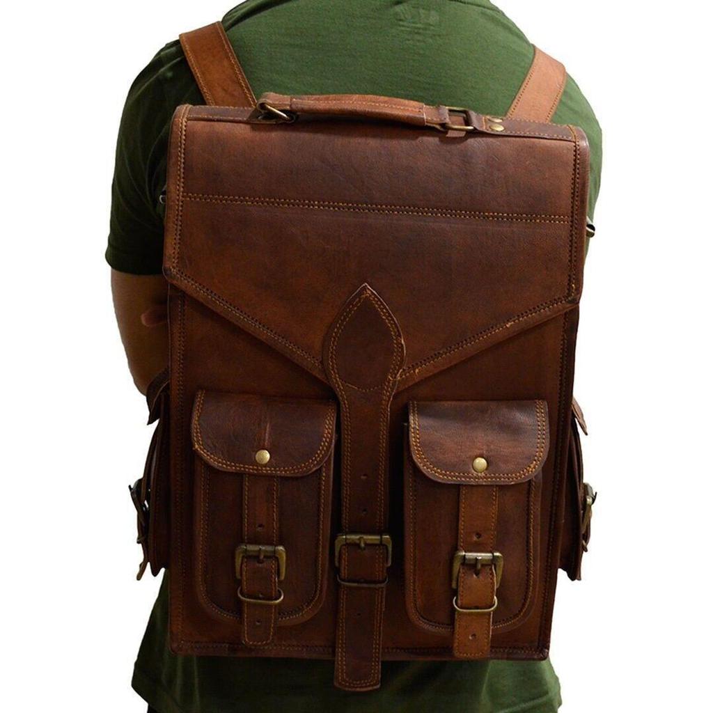 Handmade New Vintage Men's Leather Backpack Bag Genuine Laptop Rucksack Travel