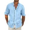 Мужская ретро повседневная свободная рубашка с короткими рукавами и принтом, модный топ с воротником-стойкой