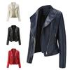 Women Fashion Lace-up Faux Leather Slim Fit Spring Autumn Motorcycle Zipper Jacket Plus Size