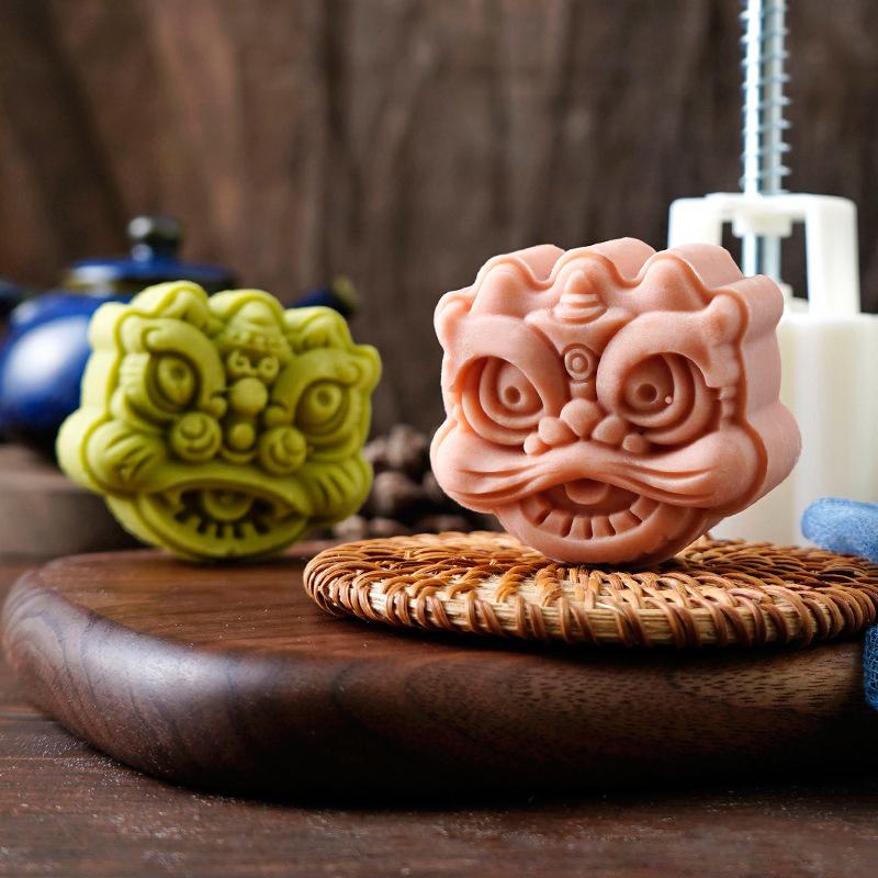 2Pcs 75G Cookie Stamp Chinese Year Mooncake Mold Set Dragon Ru Yi Diy Hand Press Fondant Pastry Household Kitchen Tool Party
