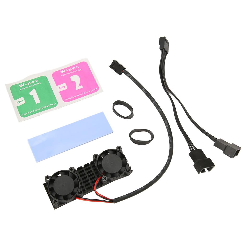 Радиатор для M.2 2280 SSD, 3-контактное питание, алюминиевый сплав, АБС-пластик, 2 охлаждающих вентилятора, кулер для M.2 2280 SSD для настольного компьютера