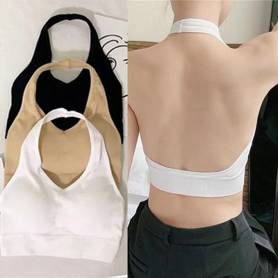 Модный сексуальный бюстгальтер с открытой спиной и бретельками для женщин, спортивный бюстгальтер без косточек, топ, подтяжки, однотонные укороченные топы, жилет, нижнее белье