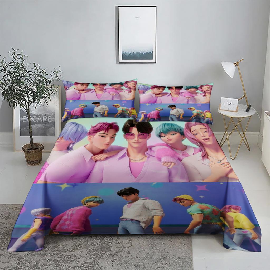 Mira D-Demon Hunters K-pop Комплект простыней 3D-принт Простыня с наволочкой Постельное белье Размер King Queen