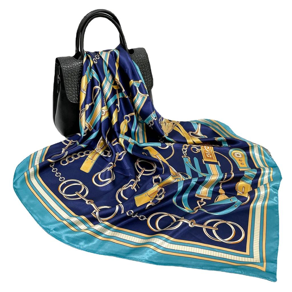 Высококачественные роскошные шелковые шарфы, повязка на голову, шарфы, шейный шарф для женщин, шелковый шарф с цепочкой, женская декоративная шаль