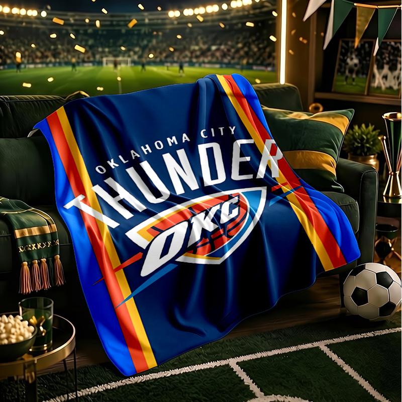 Плед с символикой баскетбольной команды Thunder Легкий фланелевый плед для кровати Идеально подходит для путешествий, кемпинга, гостиных, офисов, диванов, Подарок фанату на Рождество