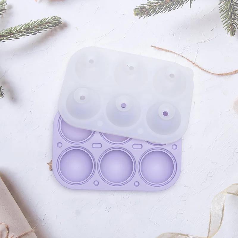 6-ти пазовая круглая форма для хоккея на льду, силиконовая форма для кубиков льда, круглая форма для изготовления желе из ледяного шара, коктейля, виски, напитка