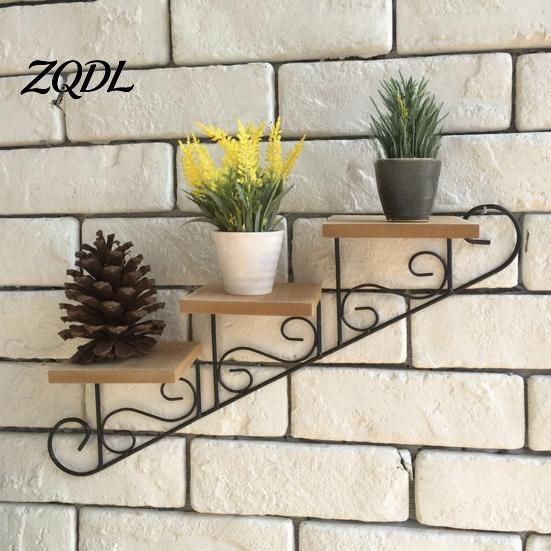 Wall Mounted Storage Rack Mount Shelf, Vintage Floating Staircase Shape Rustic Living Room Iron And Wood for Hallway Entryway Bedroom Decorative